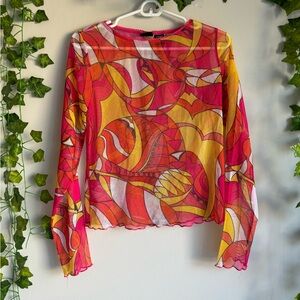 🌿 2000’s Vintage Target (Xhilaration) Mesh Colorful Top